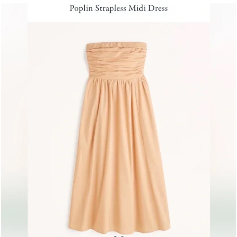 Abercrombie & Fitch Poplin Strapless Midi Dress - size L